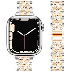 DEALELE Band Compatibel met iWatch 38mm 40mm 41mm, Sprankelend Strass Diamant Metaal Vervanging Horlogebandje voor Apple Watch Series 8 / 7 / 6 / 5 / 4 / 3 / SE Women Man, Zilver - roségoud