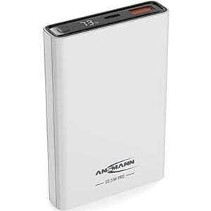 ANSMANN Mini powerbank 22,5 W PB222PD (1pc), kleine powerbank met een capaciteit van 10.000 mAh, back-upbatterij met USB-A en USB-C-poorten, ideaal voor smartphone, GPS enz. - Wit