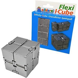 Alldoro 60337 Flexi I-Cube Infinity Cube Fidget Cube 2 x 2 behendigheidsspel voor kinderen vanaf 3 jaar, jongeren en volwassenen, zilverkleurig