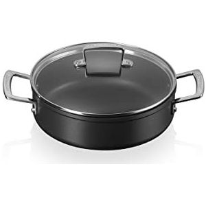 Le Creuset 51113240010500 stoofpan met glazen deksel, anti-aanbaklaag, versterkt, 24 cm