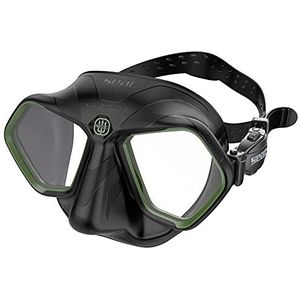 SEAC , Raptor Masker met laag volume voor apneu en visserij onder water, hoogwaardige siliconen, uniseks, volwassenen, zwart/groen, standaard