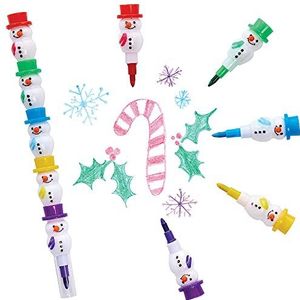 Baker Ross FX441 Sneeuwman-potloden, 6 stuks - 6 stuks kerstfeestzakjes voor kinderen, stapelbare kleurpotloden