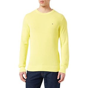 Tommy Hilfiger Herentrui met ronde hals van piqué, Citrus Yellow