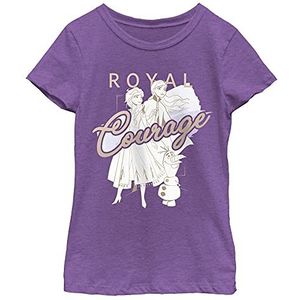 Disney Frozen Anna Elsa Olaf Royal Courage Metallic Girls Heather T-shirt, violet, L, Paars.