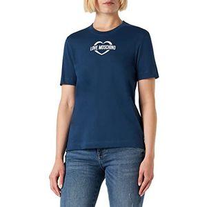 Love Moschino T-shirt met korte mouwen en rechte snit dames T-shirt, Blauw