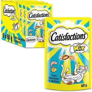 Catisfaction Cat prizes, mixed cheese and salmon flavor (6 x 60g pack)