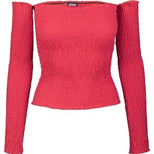 Urban Classics Dames Cold Shoulder Smoke L/s shirt met lange mouwen, rood (Fire Red 00697), XL Vrouwen, Rood