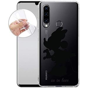 Finoo Huawei P30 Lite hoes telefoonhoes Huawei P30 Lite hoes silicone TPU case transparant ultra dun licht Minnie Mouse Love hoes