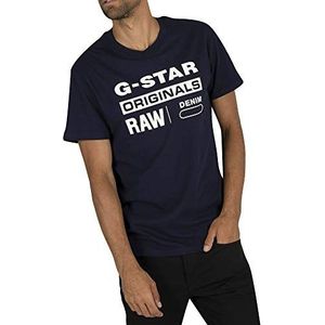 G-Star Raw Raw. Graphic Slim heren T-shirt (1-Pack), blauw (Sartho Blue 336-6067)., L