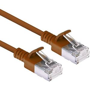 ACT Câble réseau CAT6a U/FTP LSZH - Câble LAN fin 3,8 mm - Câble flexible sans crochet CAT 6a avec fiche RJ45 - Pour une utilisation dans les centres de données - 7 m - Marron - DC7207