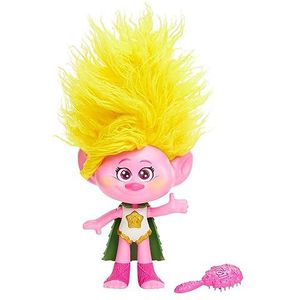 Trolls - De Trolls 3, Rainbow Hairtunes Viva Dreamworks pop met geel haar, geluids- en lichteffecten, afneembare borstel en cape inbegrepen, speelgoed voor kinderen, vanaf 3 jaar, HNF21