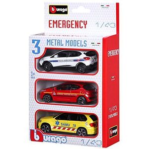 Bburago -Bburago-30009-Street Fire-Emergency Forces Frankrijk-schaal 1/43 noodpakket, 30009, willekeurige verpakking van 3 voertuigen