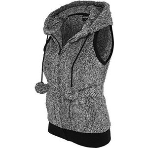 Urban Classics Ladies Melange Teddy Vest voor dames, meerkleurig (zwart/wit 00050)