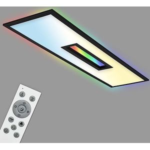 Telefunken - Dimbaar LED-paneel met afstandsbediening, RGB-interieur en achtergrondverlichting, 24 W, 2500 lm, timerfunctie, 1000 x 250 x 63 mm (l x b x h), zwart