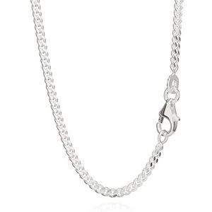 NKlaus Pantserketting van echt 925 sterling zilver, 2,0 mm breed, zonder steen