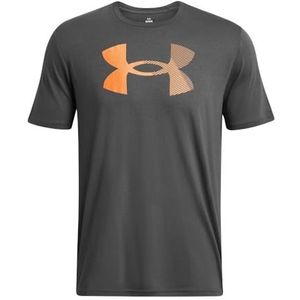 Under Armour T-shirt à manches courtes avec grand logo pour homme, Castlerock/Atomic/Wild Orange, L-XL
