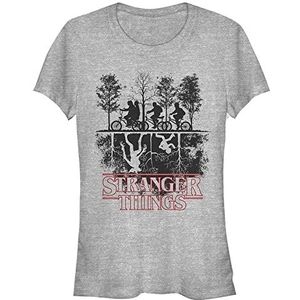 Stranger Things Upside Down T-shirt met korte mouwen, grijs, XXL, dames, grijs.