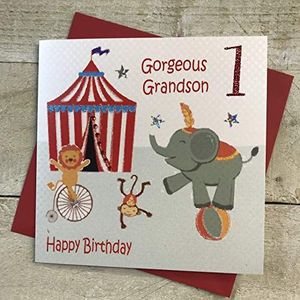 white cotton cards GL247 Verjaardagskaart ""Gorgeous Grandson 1 Happy Birthday