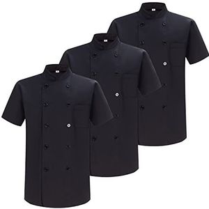 MISEMIYA - 3 stuks – Jas Chef heren – Uniform Hosteleria 3-8421B, zwart, M, zwart.
