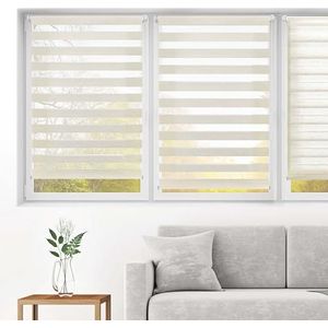Blindecor Rolgordijn zonder gereedschap, dubbel rolgordijn voor nacht en dag, linnen, 45 x 220 cm (breedte x lengte)