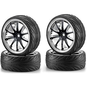 Carson 500900080 1:10 Big Wheel-Set 02 10spaken zwart/chroom (4) accessoires voor modelbouwmodellen, reserveonderdelen, tuning, bandenset, meerkleurig, groot