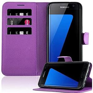 Cadorabo Samsung Galaxy S7 Edge Bookstyle Telefoonhoesje Flip Case Mangaan Violet met magneetsluiting Standfunctie en kaartenvak in Bookstyle