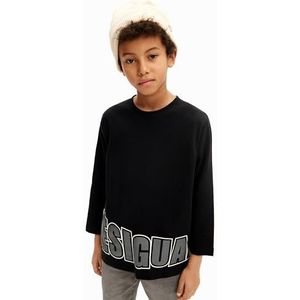Desigual Jongen Knit T-shirt met lange mouwen voor jongens, zwart.