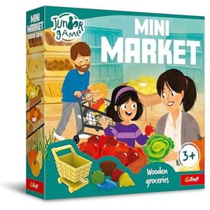 Trefl - Mini Market, Junior Game – gezelschapsspel voor jonge kinderen, rubberen dieren, eenvoudige regels, mooie illustraties, leren door spel, spel voor kinderen vanaf 3 jaar