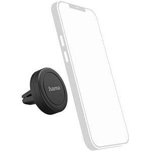 Hama Magnetische autotelefoonhouder (telefoonhouder voor auto, magnetisch, 360 graden draaibaar, bevestiging met clip, ventilatierooster, incl. 2 metalen platen) zwart