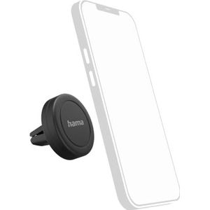 Hama Telefoonhouder voor in de auto (telefoonhouder voor de auto, magnetisch, 360 graden draaibaar, bevestiging met clip, ventilatierooster, incl. 2 metalen platen) zwart