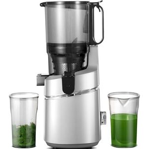 AMZCHEF Automatische alles-in-één sapcentrifuge, opening van 135 mm en 1,8 liter sapcentrifuge voor groenten en fruit, 250 W, met drievoudig filter, zilverkleurig