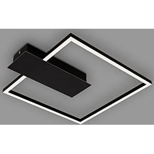 BRILONER - Led-plafondlamp, 3-traps dimbare geheugenfunctie, heldere kleur, warmwit, hoekig, zwart, 375 x 320 mm