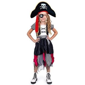 Dress Up America Piratenkostuum voor meisjes, piratenkostuum, Buccaneer piratenkostuum, jurk, hoed en ooglapje