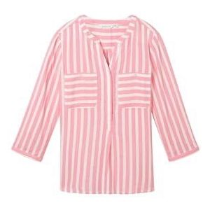 TOM TAILOR Dames 1016190 gestreepte blouse, 35245 - Roze en gebroken wit gestreept