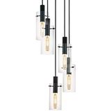 Eglo Rocamar Hanglamp, 5-lichts, modern, chroomkleurig en met helder glas, eettafellamp, woonkamerlamp, met E27-fitting