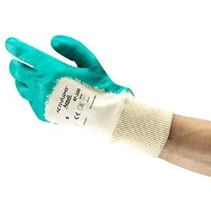 Ansell ActivArmr 47-200 Werkhandschoenen voor zware toepassingen, snij- en oliebestendigheid, nitril coating zonder siliconen, handschoen voor heren en dames, maat M (12 paar)