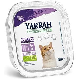 Yarrah Bröckchen Kip Turkije 100 g biologisch kattenvoer (16 x 0,1 kg)