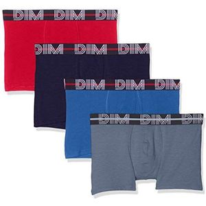 Dim Boxershorts voor heren, Powerful katoen, stretch, 4 stuks, rood/blauw/grijs