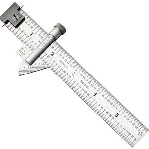 Starrett 22 °C, haakliniaal, 59 graden conushoek, 1/32 inch kopschaal, lengte 15,2 cm