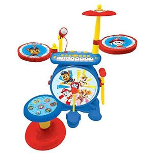 Lexibook Paw Patrol Chase Elektronische batterij voor kinderen, muziekspel, gemengd speelgoed, echt geluid, toetsenbord met 8 noten, stekker voor MP3, zitting inbegrepen, blauw/rood, K610PA