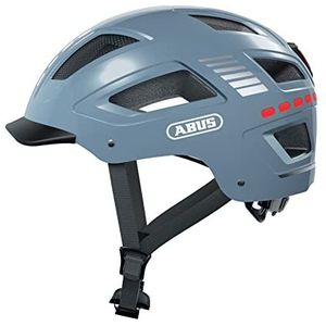 ABUS Hyban 2.0 LED fietshelm voor en achter en robuuste harde schaal, voor dames en heren, glanzend blauw, M