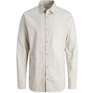 JACK & JONES Jjesummer Linen T-shirt à manches longues pour homme, Crockery/Stripes :/White, M