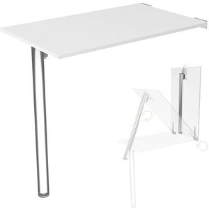 Wandtafel inklapbaar met tafelpoten, 80 x 50 cm, wit, eettafel, keukentafel voor aan de muur, stabiele bartafel, inklapbaar, wandmontage