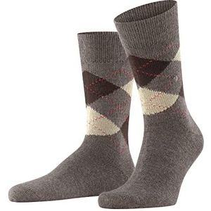 Burlington Heren Preston dikke sokken platte naad zonder druk op de tenen kleurrijk fantasiepatroon mode argyle eenheidsmaat cadeau-idee fijn garen zacht 1 paar, Bruin (Bruin 5256)