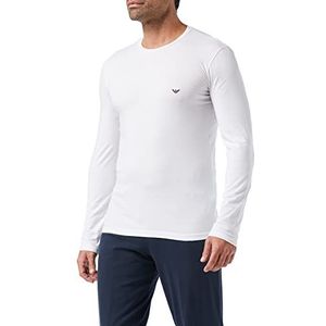 Emporio Armani Heren T-shirt van katoen, stretch, wit, XL, Wit