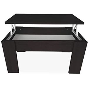 mattfy Koffie Thee Salontafel, opklapbaar, woon- of eettafel, afmetingen: 90 cm (breedte) x 50 cm (diepte) x 46 cm (hoogte) van hout, wengé, 90 x 50 x 46/57 cm