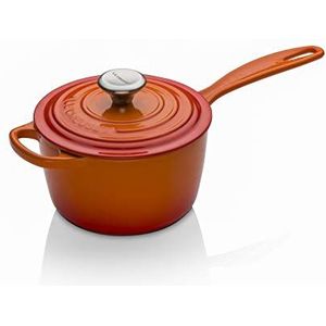 Le Creuset Steelpan van geëmailleerd gietijzer met hittebestendige handgreep en deksel, Ø 16 cm, 1,2 l, vulkanisch, 21181160902430