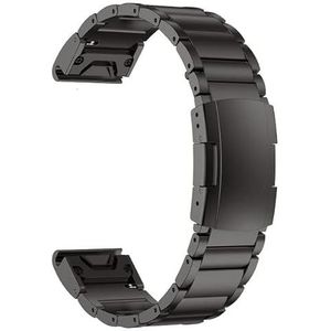 MaKTech Armband van titanium voor Garmin, metalen armband met snelsluiting, 26 mm, met schildpadgesp, voor Smartwatch Garmin Fenix 7X/6X Pro/5X/5X Plus/3/3HR (zwart)
