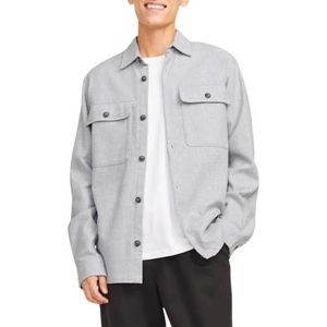 Jack & Jones JPRRAYMOND Solid LS SN Overhemd voor heren, lichtgrijs, comfortabele pasvorm, M, lichtgrijs gemêleerd/pasvorm: comfortabel, M, Lichtgrijs gemêleerd/pasvorm: comfortabel