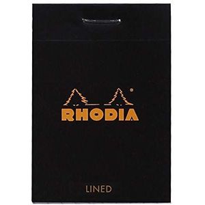 Rhodia 106009C notitieblok gelinieerd, 52 x 75 mm, 80 vellen, 1 stuk zwart